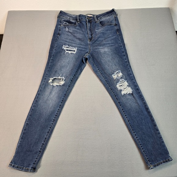 SO Denim - SO High Rise Jegging Jeans Juniors 15/32 Distressed Skinny Stretch Denim Y2K